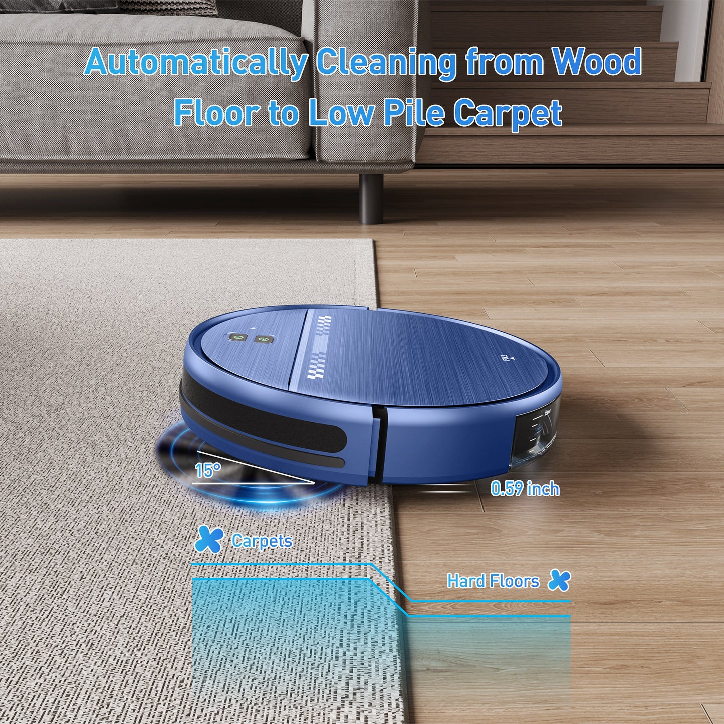 GOOVI Robot Vacuum, 2 in 1 Robot Vacuum and Mop Combo with APP, Voice and Remote Control, Robot Vacuum Cleaner Perfect for Pet Hair, Hard-Floor and Carpet