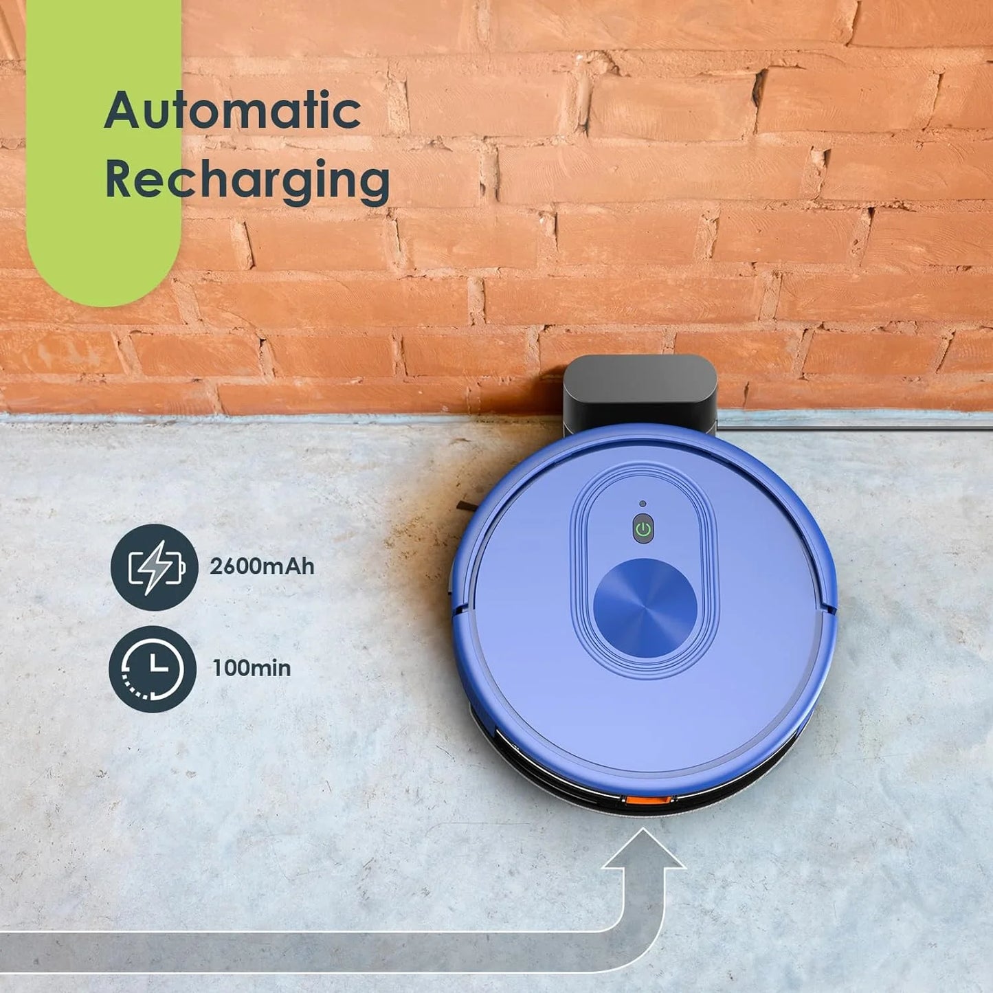 GOOVI Robot Vacuum Cleaner and Mop Combo, 2 in 1 Robotic Vacuum with Schedule, App/Bluetooth/Alexa, 1600Pa Suction, Self-Charging, Slim, Ideal for Hard Floor, Pet Hair, Carpet-Blue