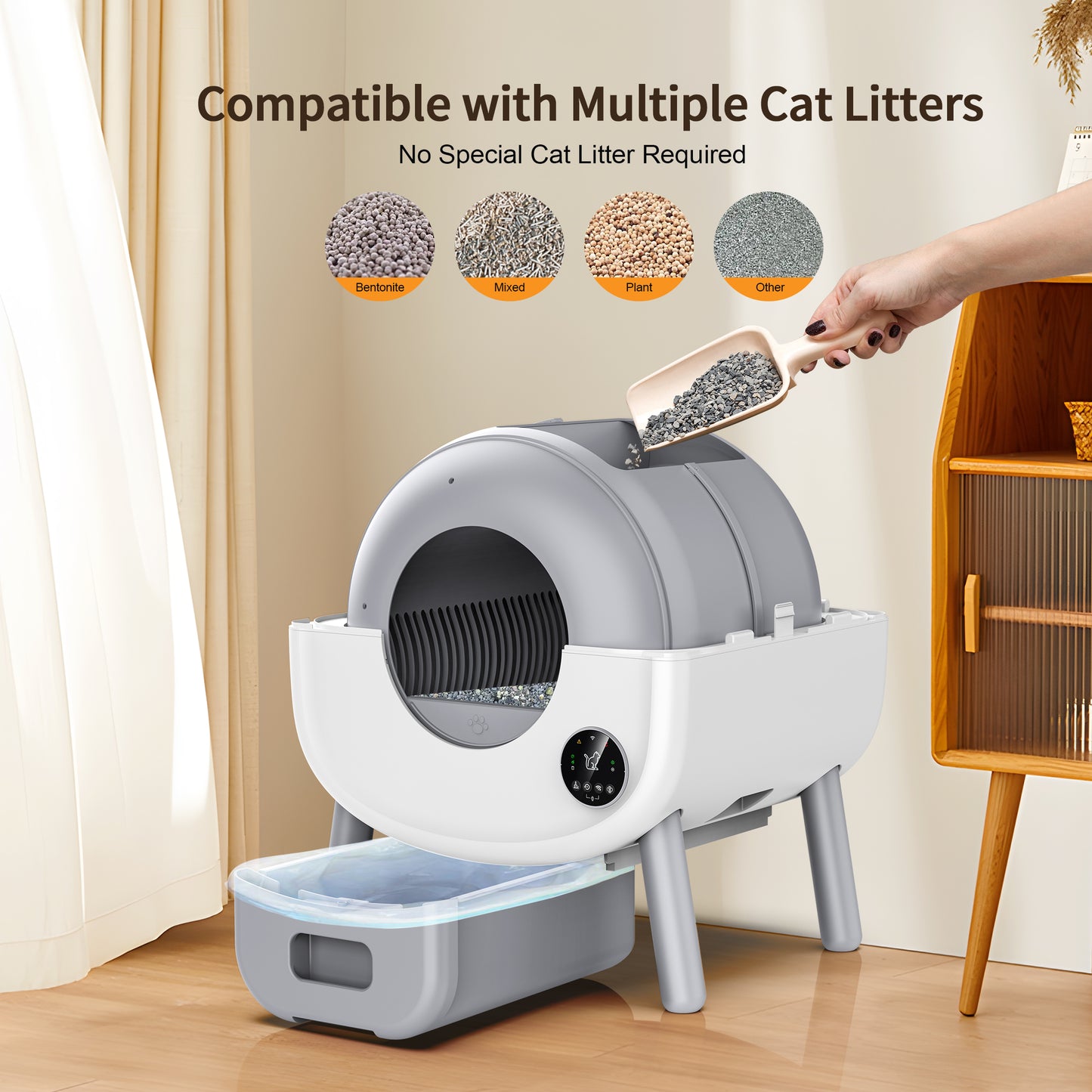 GOOVI Self Cleaning Cat Litter Box, Automatic Litter Box with App Control,Suitable for Multiple Cats