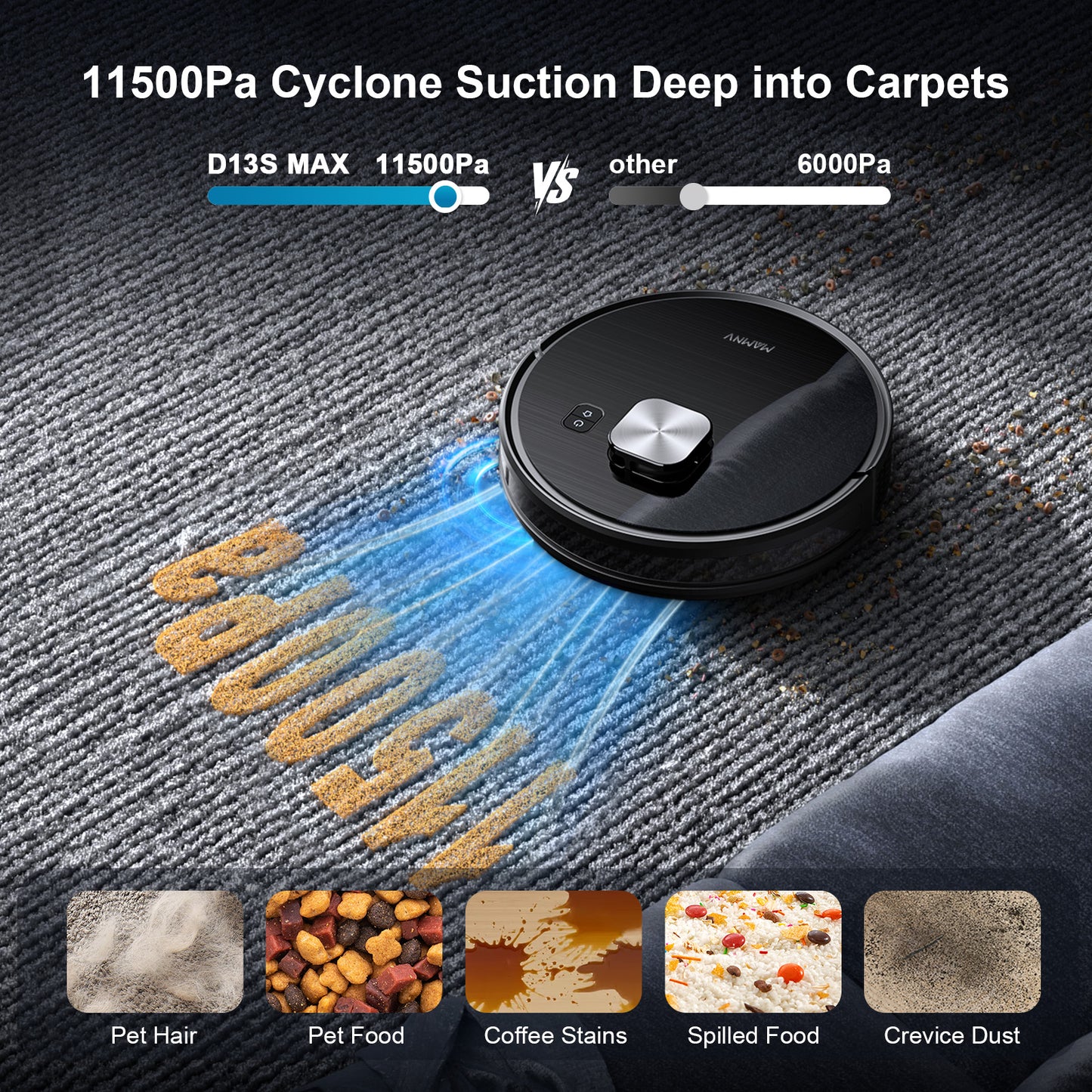GOOVI Robot Vacuum and Mop 9000pa Suction Robotic Cleaner with Laser Home Mapping and 85 Days Self Empty Station