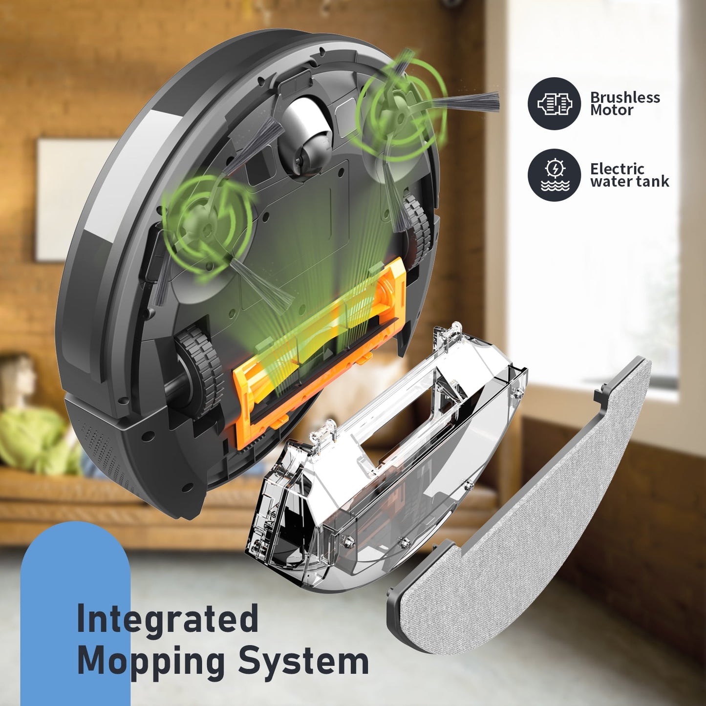 GOOVI Robot Vacuum Cleaner,2 in 1 Robot Vacumm Mop Combo, With Alexa/WiFi/App Connection,for Pet Hair，Hard Floor