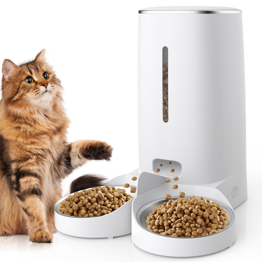 GOOVI Automatic Cat Feeders, Timed Dog Feeder 4L Programmable Control 1-6 Meals Pet Dry Food Dispenser with Desiccant Bag for Cats and Small Medium Dogs, Dual Power Supply