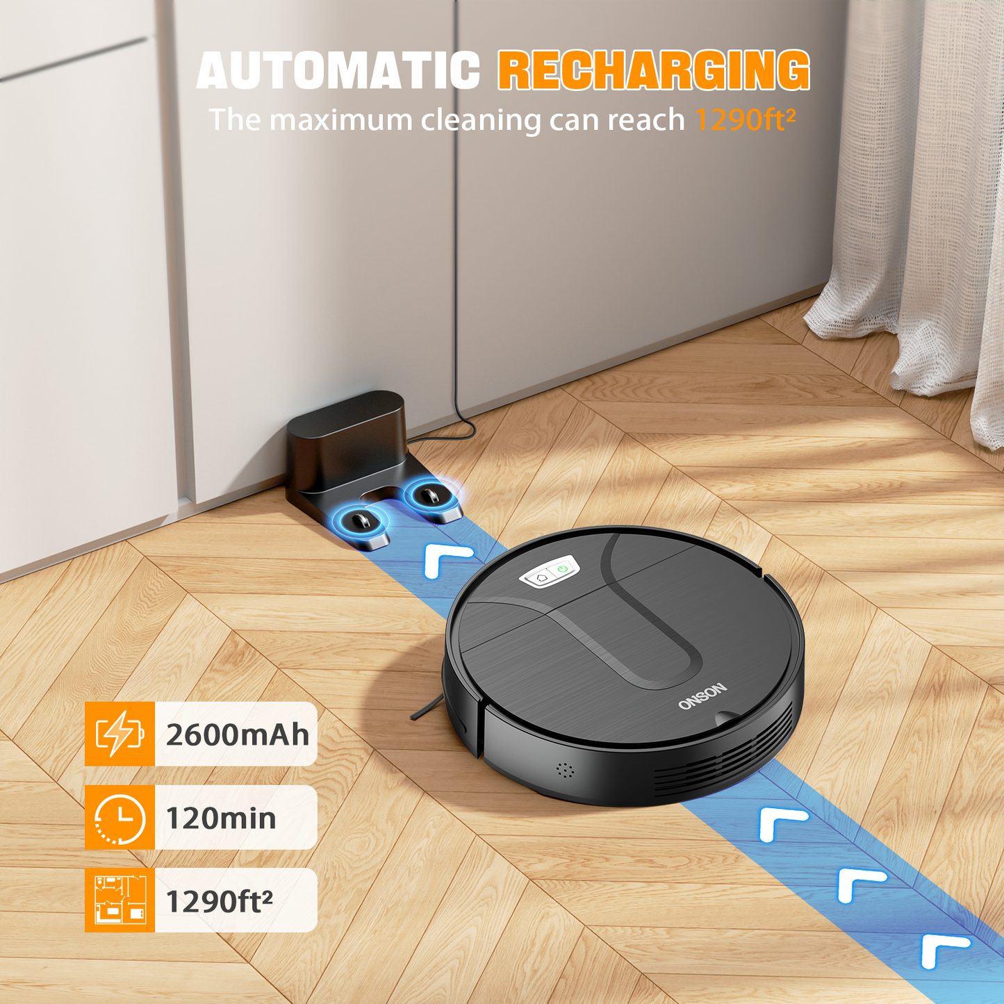 GOOVI Robot Vacuum Cleaner, 3500Pa Powerful Suction with App/Wi-Fi/Alexa for Hard Floor