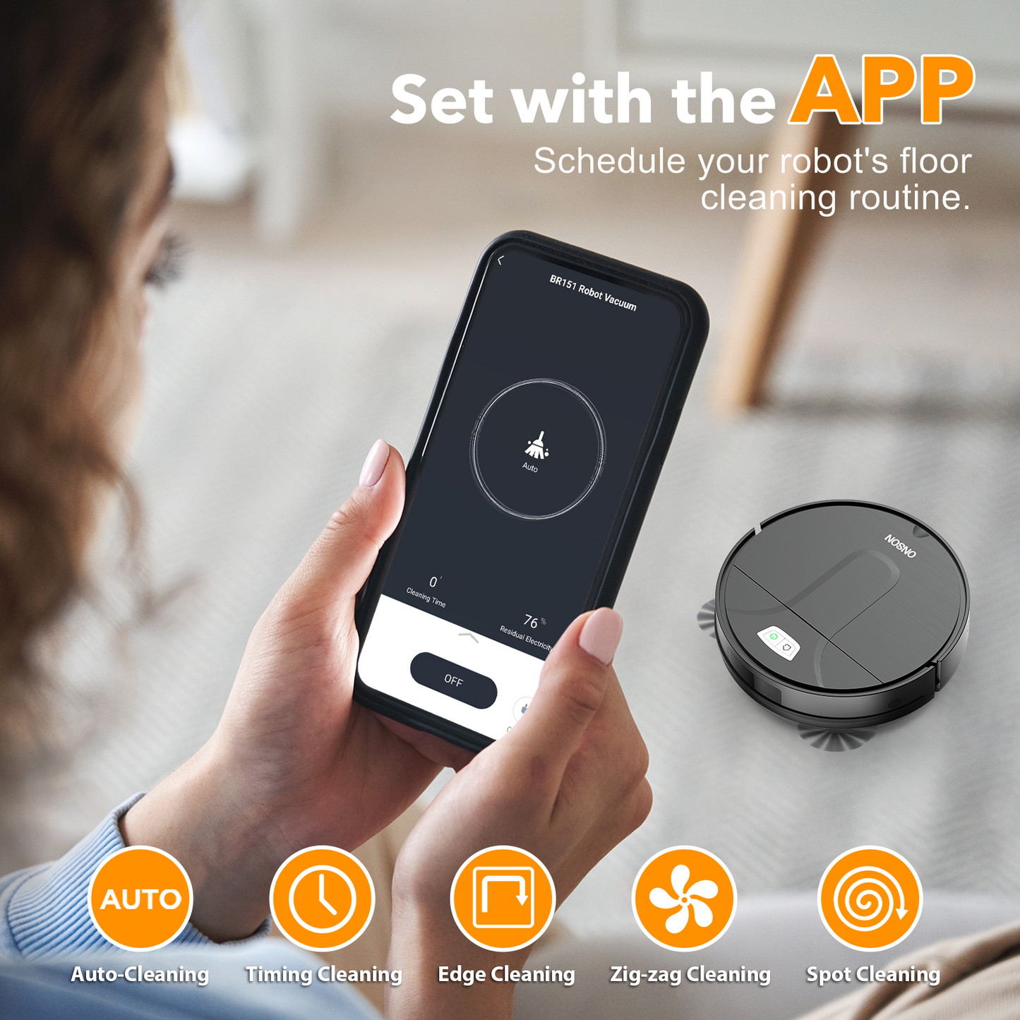 GOOVI Robot Vacuum Cleaner, 3500Pa Powerful Suction with App/Wi-Fi/Alexa for Hard Floor