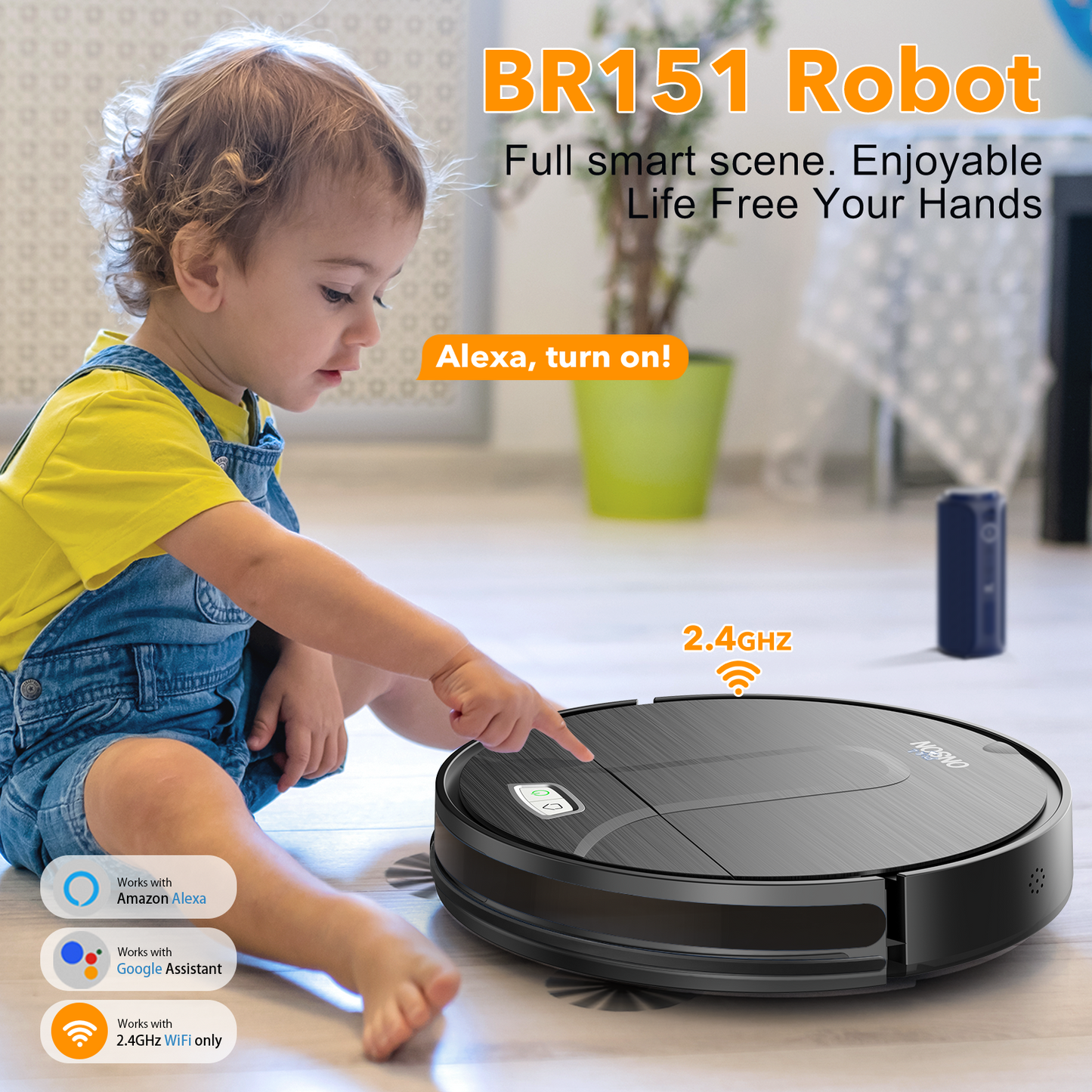 GOOVI Robot Vacuum Cleaner, 3500Pa Powerful Suction with App/Wi-Fi/Alexa for Hard Floor