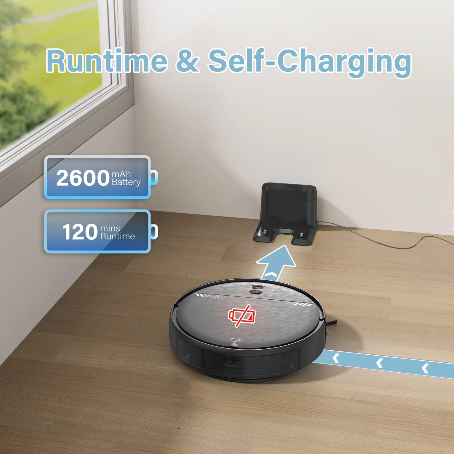 GOOVI Robot Vacuum Cleaner,2 in 1 Robot Vacumm Mop Combo, With Alexa/WiFi/App Connection,for Pet Hair，Hard Floor-Black