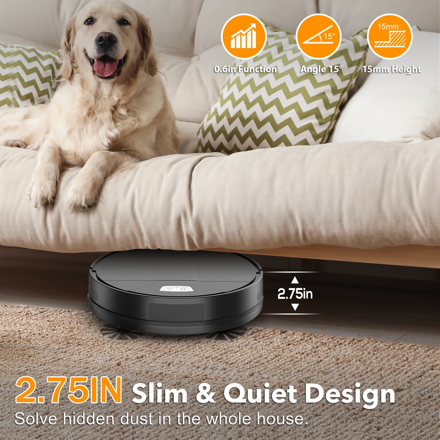 GOOVI Robot Vacuum Cleaner, 3500Pa Powerful Suction with App/Wi-Fi/Alexa for Hard Floor