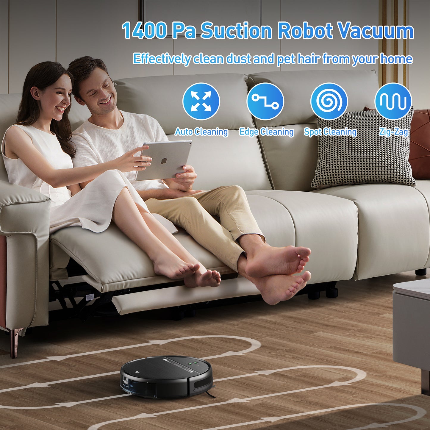 GOOVI Robot Vacuum, 2 in 1 Robot Vacuum and Mop Combo with APP, Voice and Remote Control, Robot Vacuum Cleaner Perfect for Pet Hair, Hard-Floor and Carpet