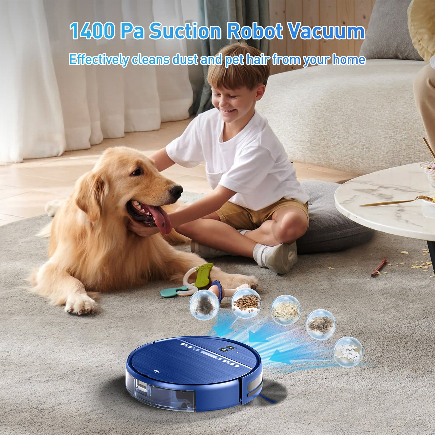 GOOVI Robot Vacuum, 2 in 1 Robot Vacuum and Mop Combo with APP, Voice and Remote Control, Robot Vacuum Cleaner Perfect for Pet Hair, Hard-Floor and Carpet