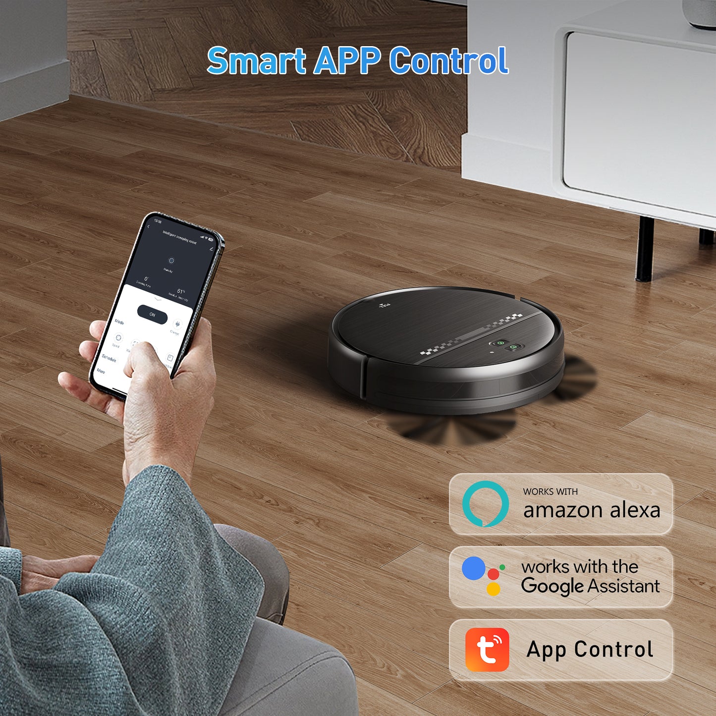 GOOVI Robot Vacuum, 2 in 1 Robot Vacuum and Mop Combo with APP, Voice and Remote Control, Robot Vacuum Cleaner Perfect for Pet Hair, Hard-Floor and Carpet