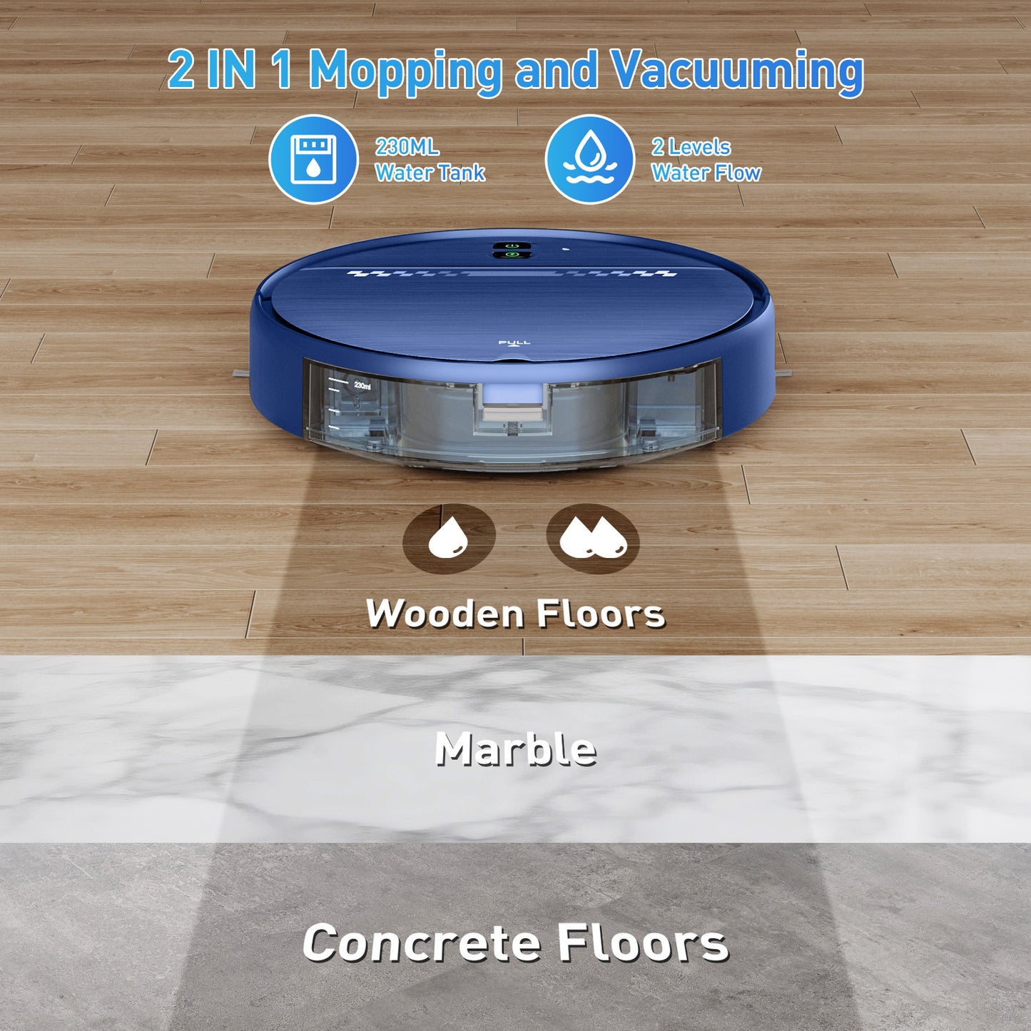 GOOVI Robot Vacuum, 2 in 1 Robot Vacuum and Mop Combo with APP, Voice and Remote Control, Robot Vacuum Cleaner Perfect for Pet Hair, Hard-Floor and Carpet