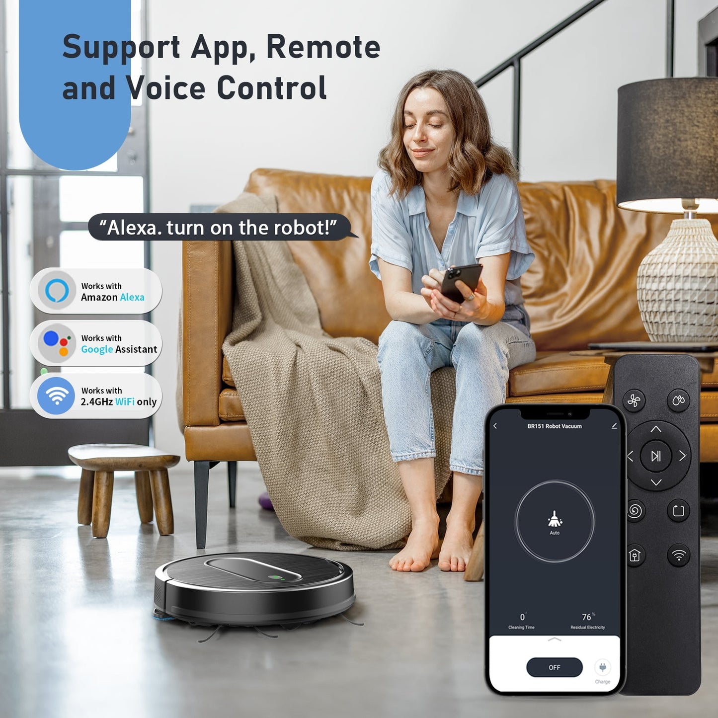 GOOVI Robot Vacuum Cleaner,2 in 1 Robot Vacumm Mop Combo, With Alexa/WiFi/App Connection,for Pet Hair，Hard Floor