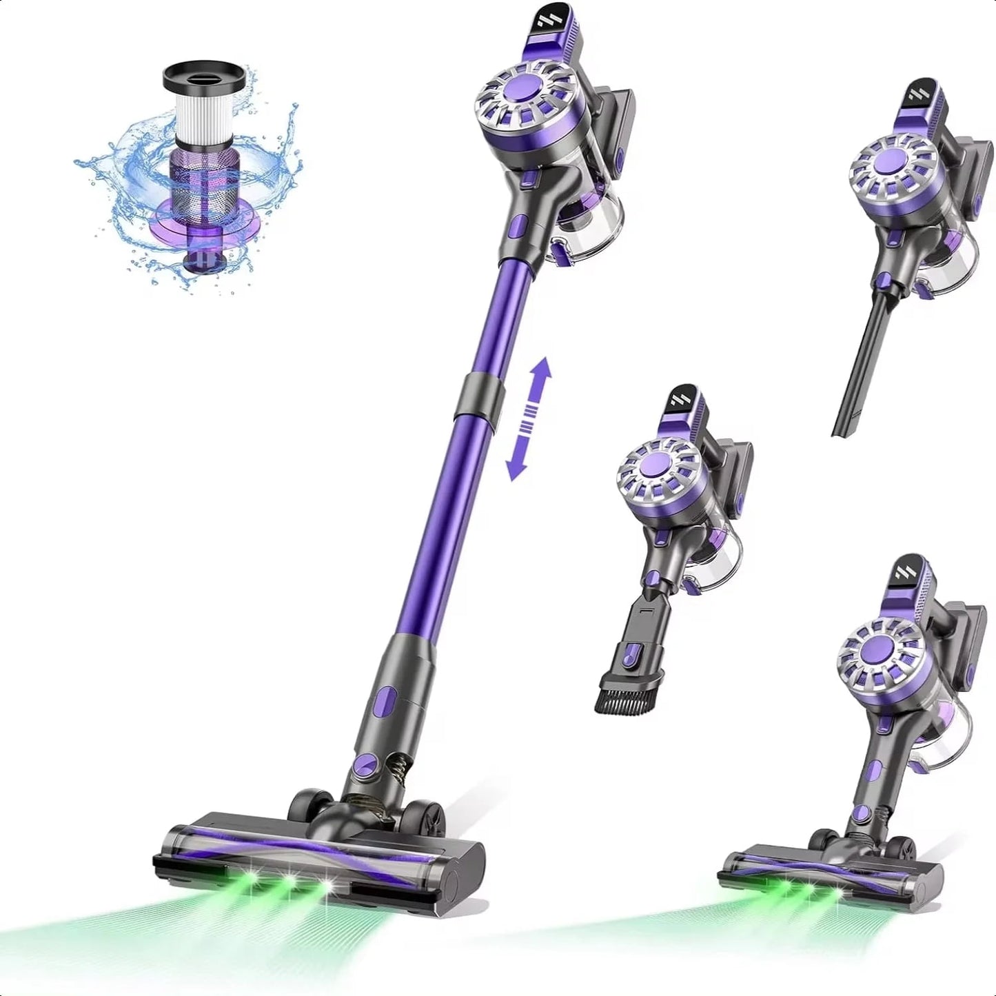GOOVI Cordless Stick Vacuum Cleaner, Powerful Suction Lightweight Vacuum Cleaner for Hard Floor