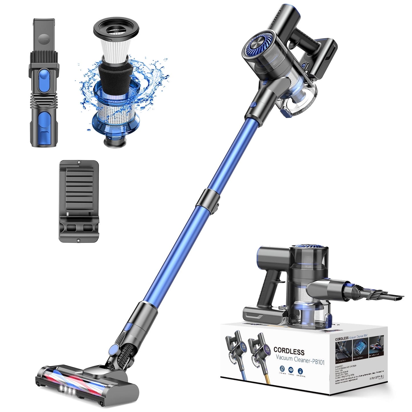 GOOVI Cordless Vacuum, Lightweight Stick Vacuum Cleaner for Hardwood Floor, Quiet, Blue, New
