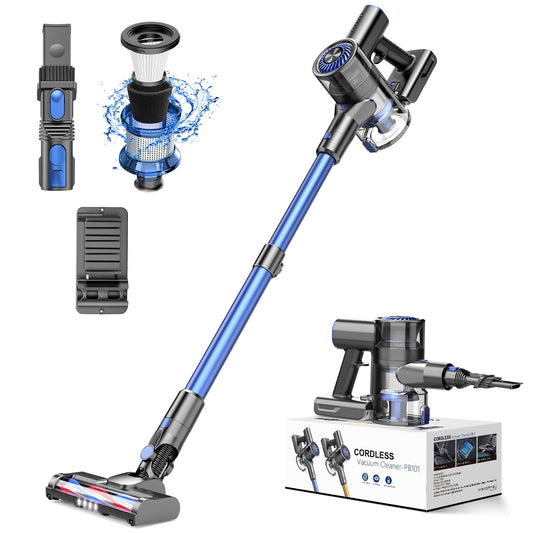 GOOVI Cordless Vacuum, Lightweight Stick Vacuum Cleaner for Hardwood Floor, Quiet, Blue, New