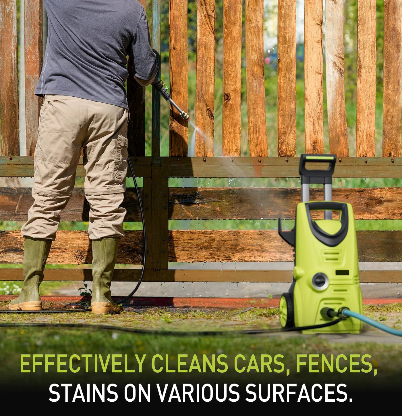 GOOVI Electric Pressure Washer, 2030 PSI Pressure Cleaner with Upgraded Swivel Joint，4 Nozzles Tips 26 FT Hose for Car/Patios/Fences/Daily Cleaning