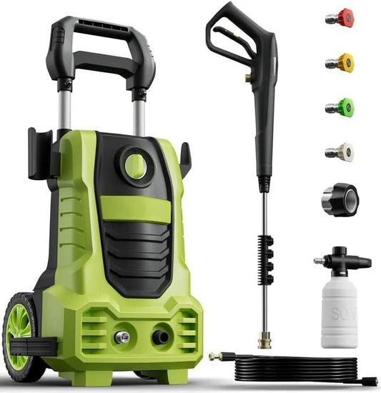 GOOVI Electric Pressure Washer, 26 FT Hose Pressure Cleaner 2030 PSI with 4 Nozzles Tips,Surface Cleaning with Upgraded Swivel Joint for Car/Fences/Patios/Daily Needed-Green