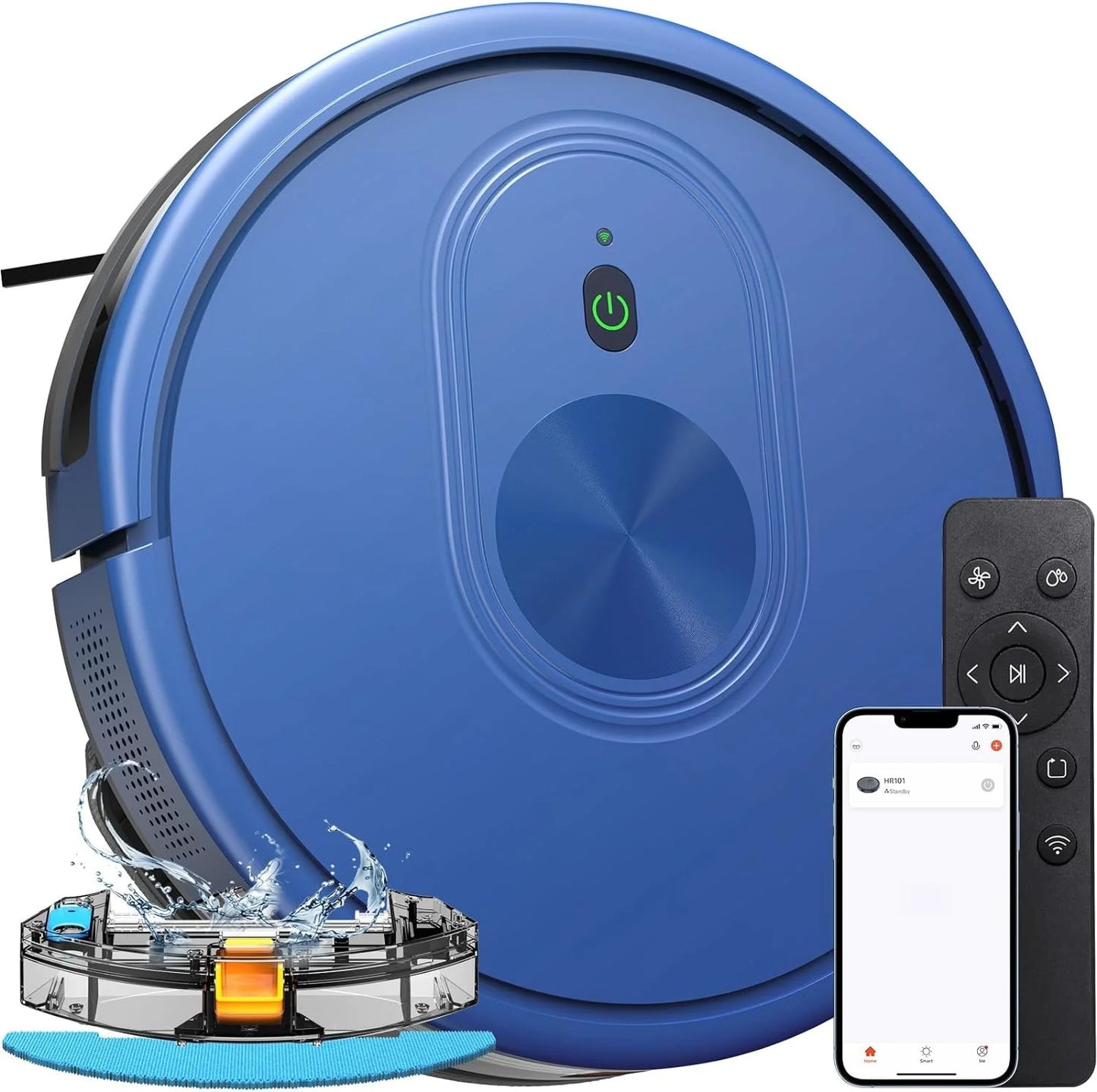 GOOVI Robot Vacuum Cleaner and Mop Combo, 2 in 1 Robotic Vacuum with Schedule, App/Bluetooth/Alexa, 1600Pa Suction, Self-Charging, Slim, Ideal for Hard Floor, Pet Hair, Carpet-Blue