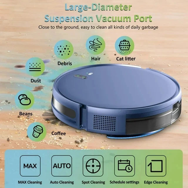 GOOVI Robot Vacuum Cleaner,2 in 1 Robot Vacumm Mop Combo, With Alexa/WiFi/App Connection,for Pet Hair，Hard Floor-Blue