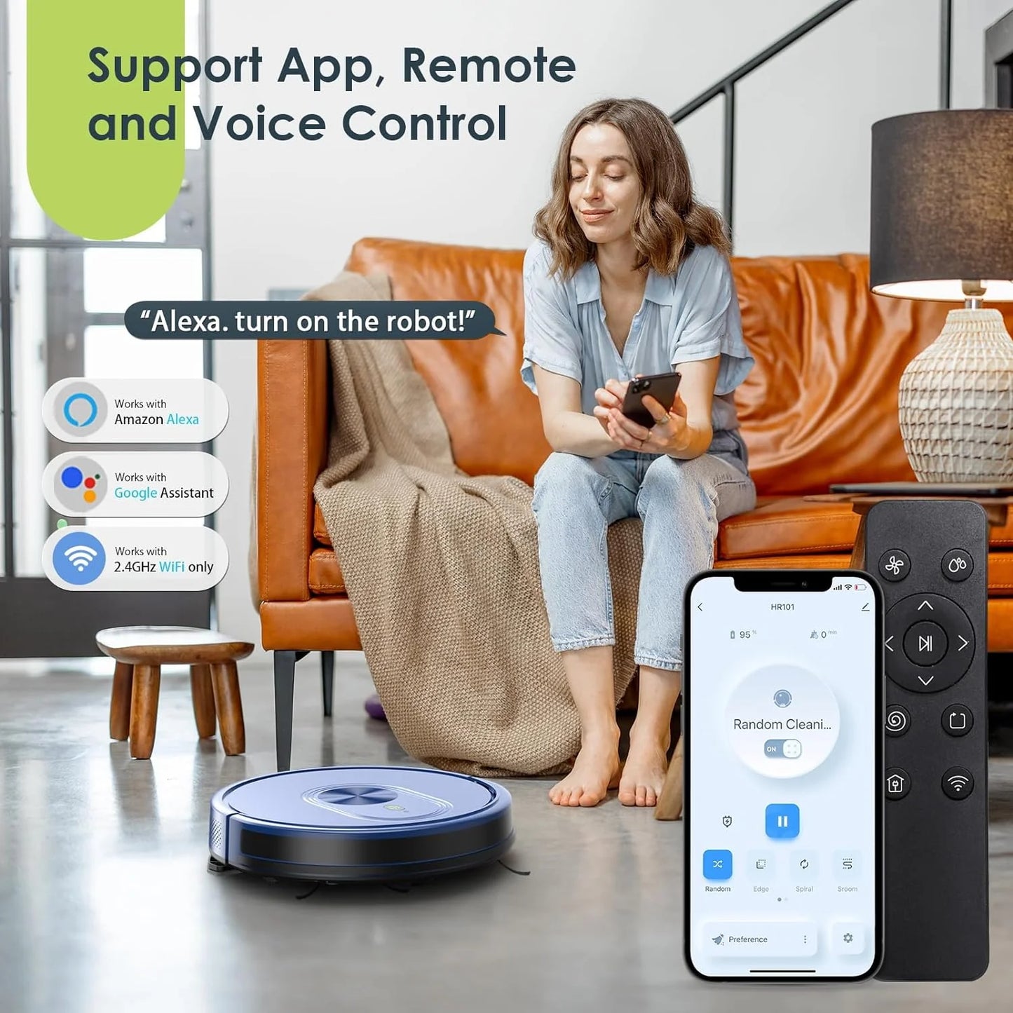 GOOVI Robot Vacuum Cleaner and Mop Combo, 2 in 1 Robotic Vacuum with Schedule, App/Bluetooth/Alexa, 1600Pa Suction, Self-Charging, Slim, Ideal for Hard Floor, Pet Hair, Carpet-Blue