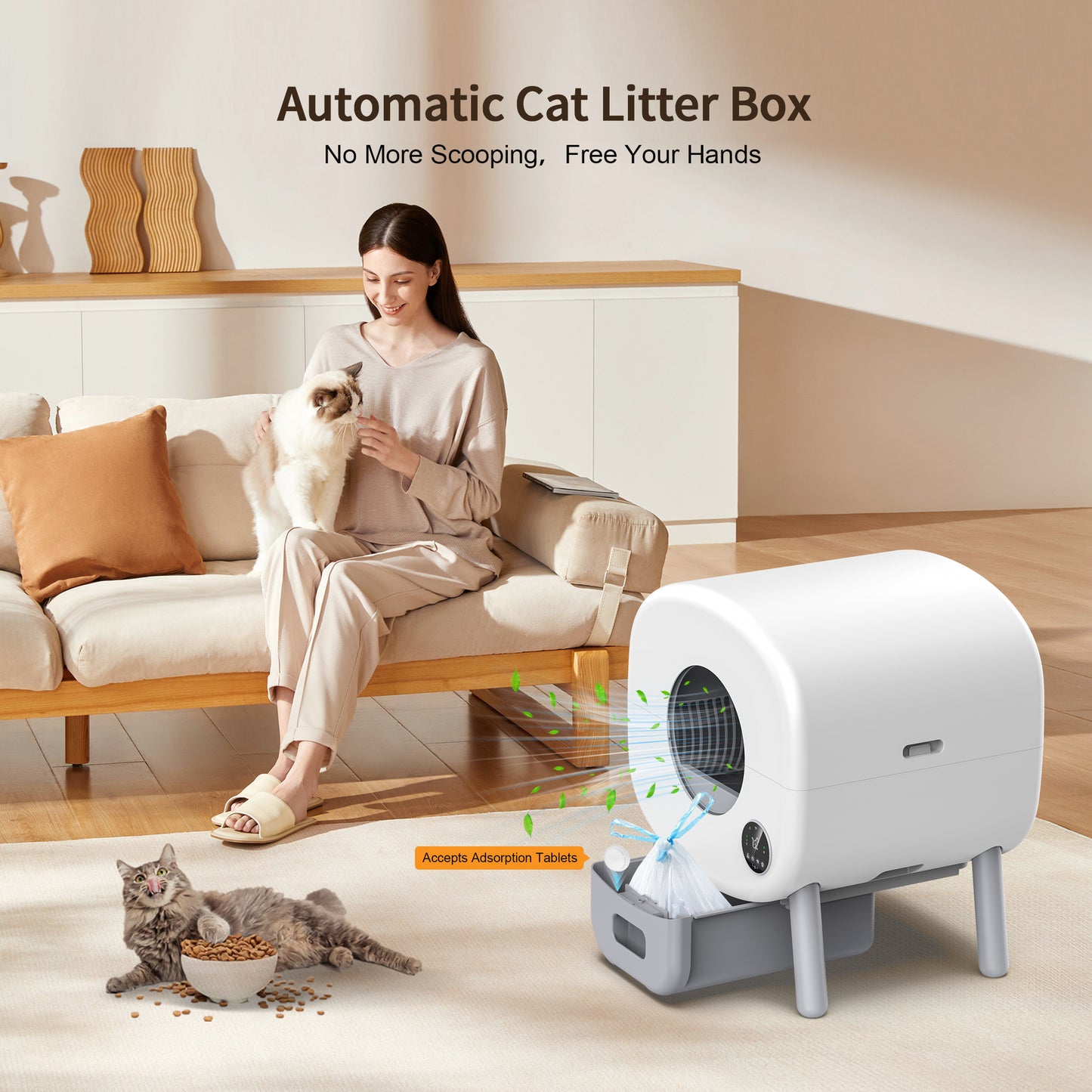 GOOVI Self Cleaning Cat Litter Box, Automatic Litter Box with App Control,Suitable for Multiple Cats