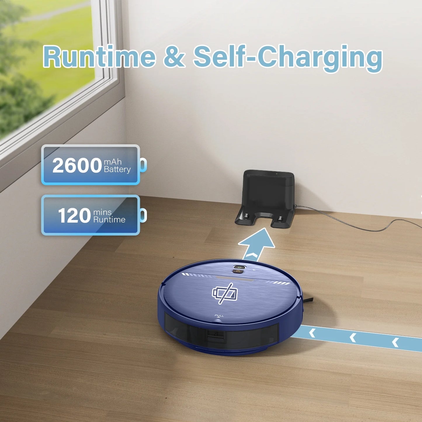 GOOVI Robot Vacuum Cleaner, Robot Vacumm Mop Combo, With Alexa/WiFi/App Connection, for Pet Hair，Hard Floor