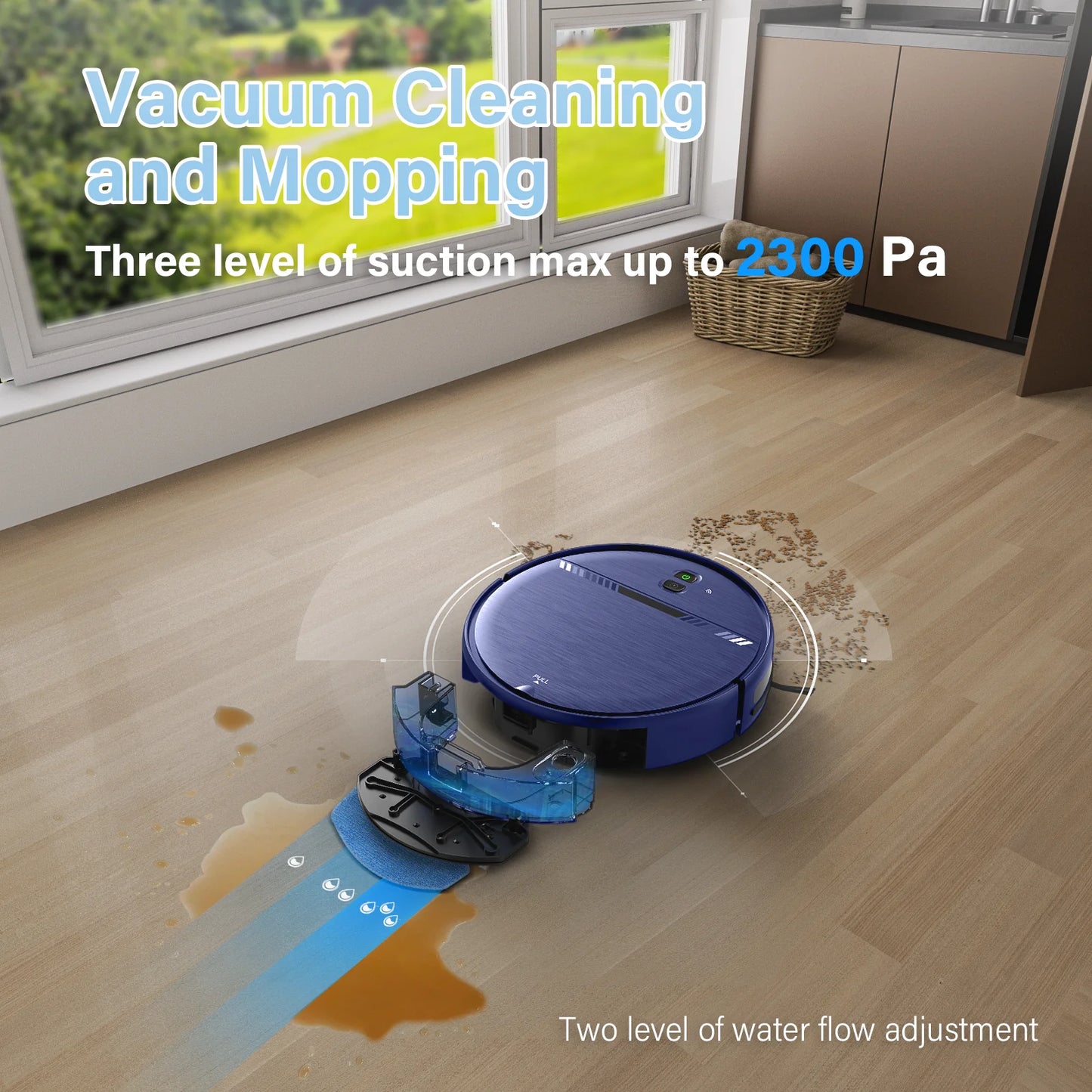 GOOVI Robot Vacuum Cleaner, Robot Vacumm Mop Combo, With Alexa/WiFi/App Connection, for Pet Hair，Hard Floor