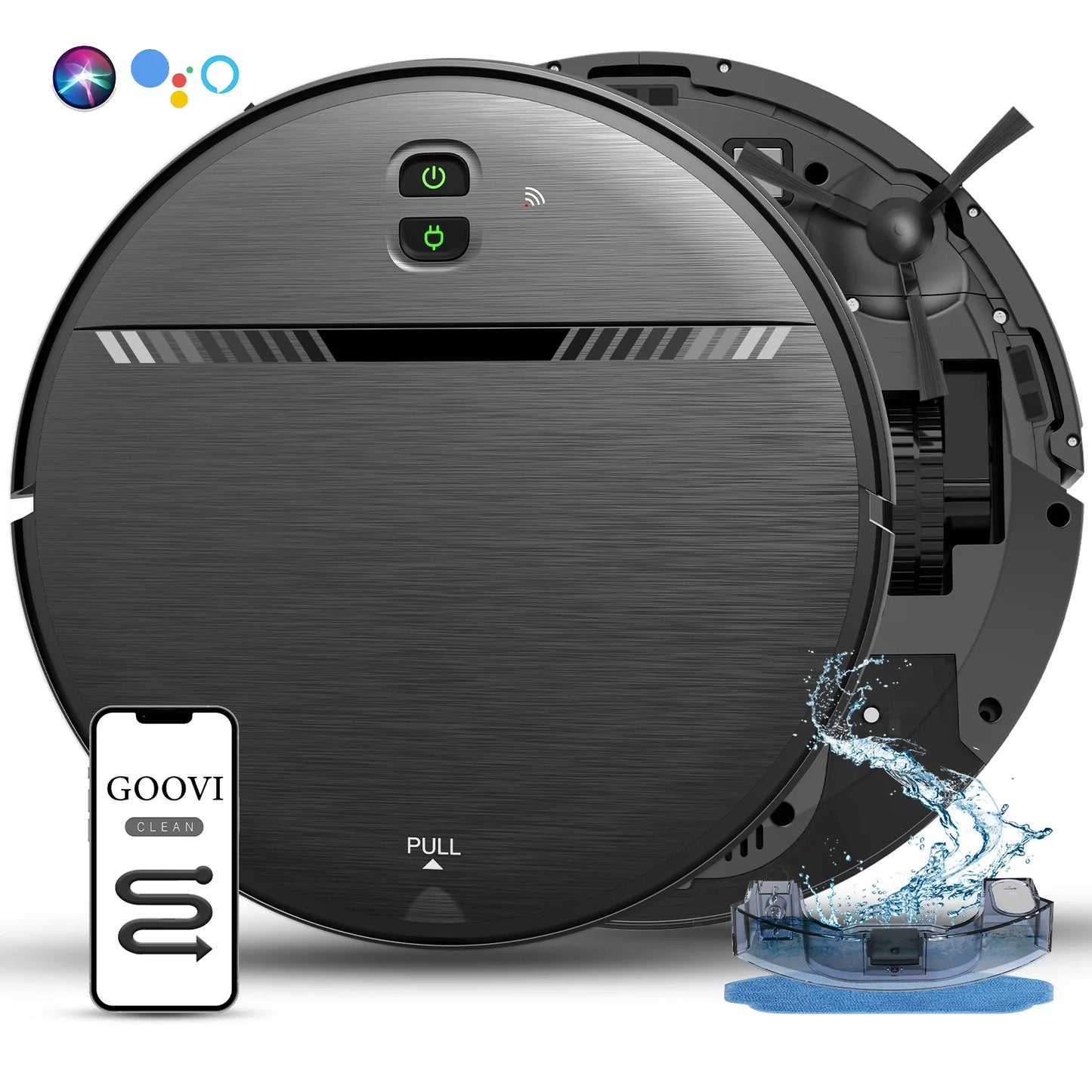 GOOVI Robot Vacuum Cleaner,2 in 1 Robot Vacumm Mop Combo, With Alexa/WiFi/App Connection,for Pet Hair，Hard Floor-Black