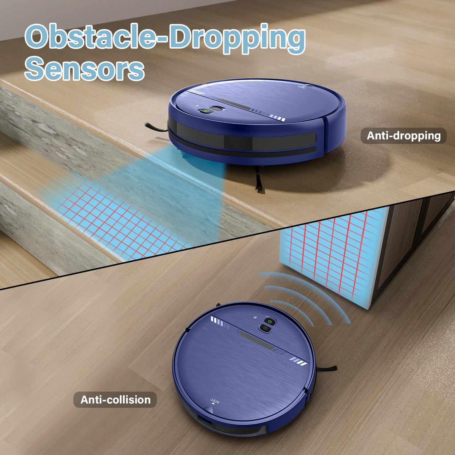 GOOVI Robot Vacuum Cleaner, Robot Vacumm Mop Combo, With Alexa/WiFi/App Connection, for Pet Hair，Hard Floor