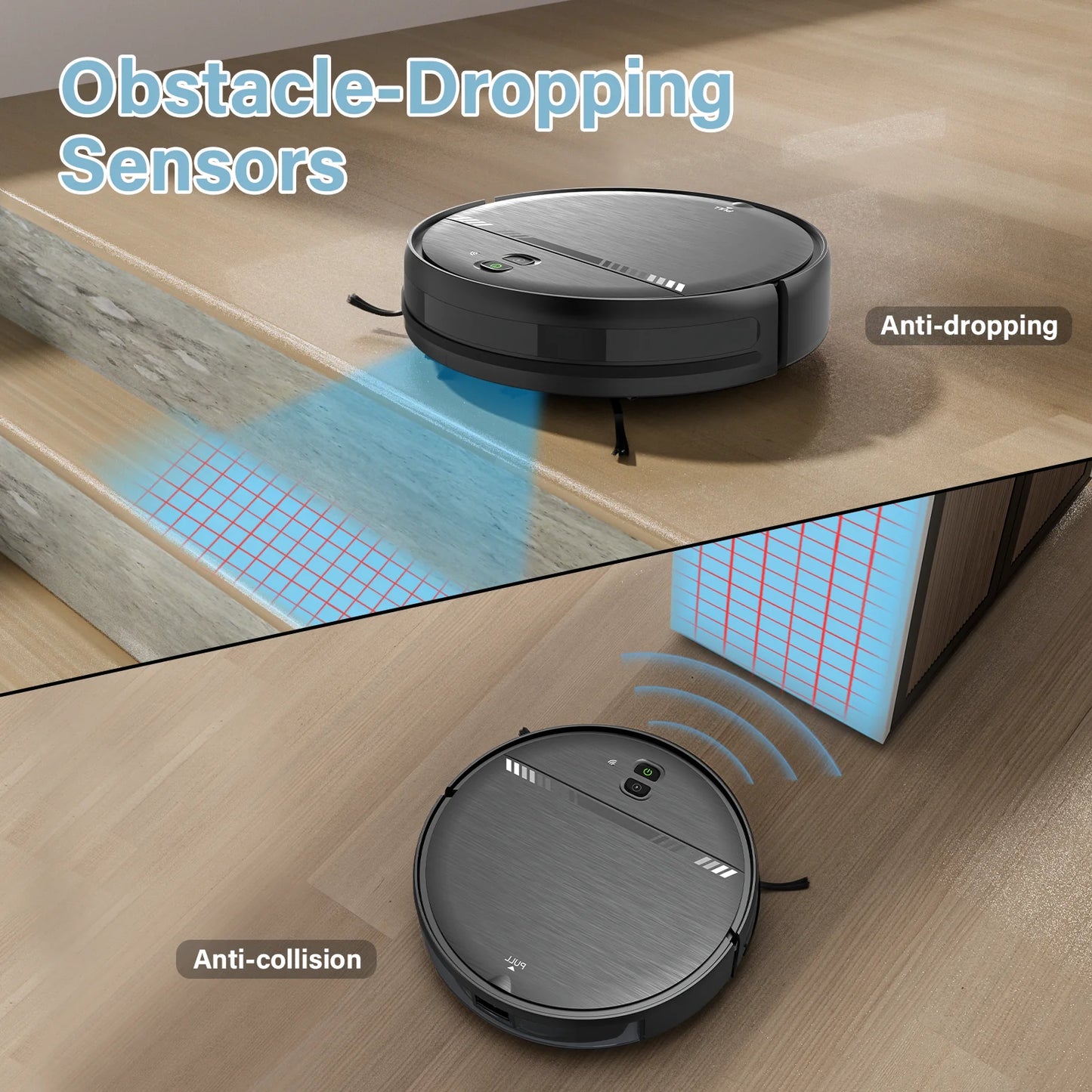 GOOVI Robot Vacuum Cleaner,2 in 1 Robot Vacumm Mop Combo, With Alexa/WiFi/App Connection,for Pet Hair，Hard Floor-Black