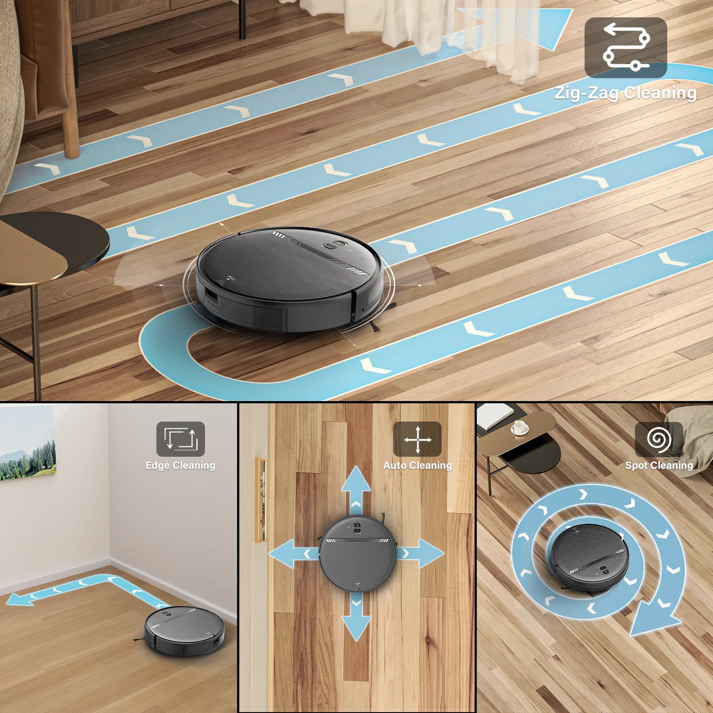 GOOVI Robot Vacuum Cleaner,2 in 1 Robot Vacumm Mop Combo, With Alexa/WiFi/App Connection,for Pet Hair，Hard Floor-Black