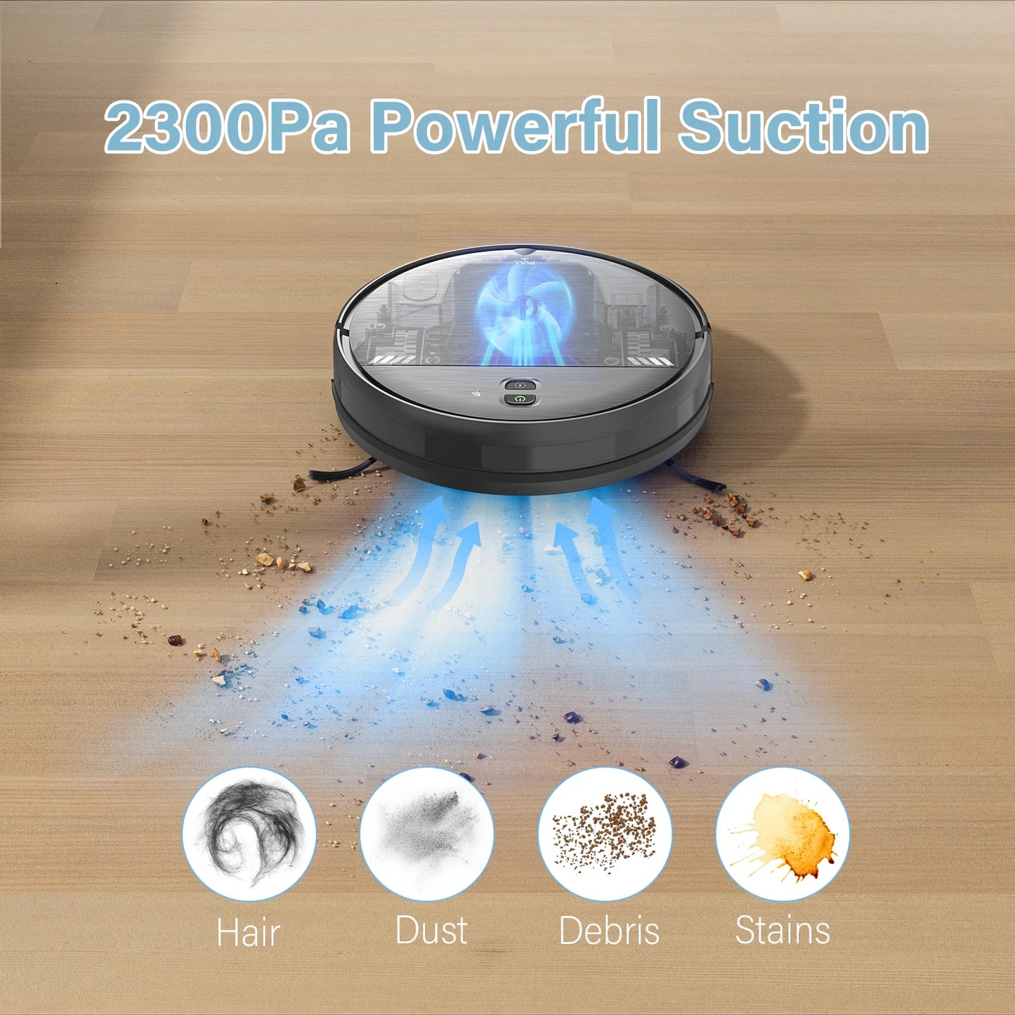 GOOVI Robot Vacuum Cleaner,2 in 1 Robot Vacumm Mop Combo, With Alexa/WiFi/App Connection,for Pet Hair，Hard Floor-Black